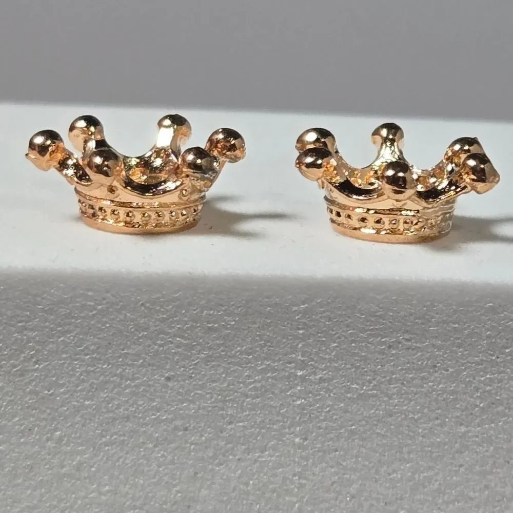 5pcs - Rose Gold Crown Spacer Beads Charm Bracelet Set DIY Jewelry Shiny Tiara